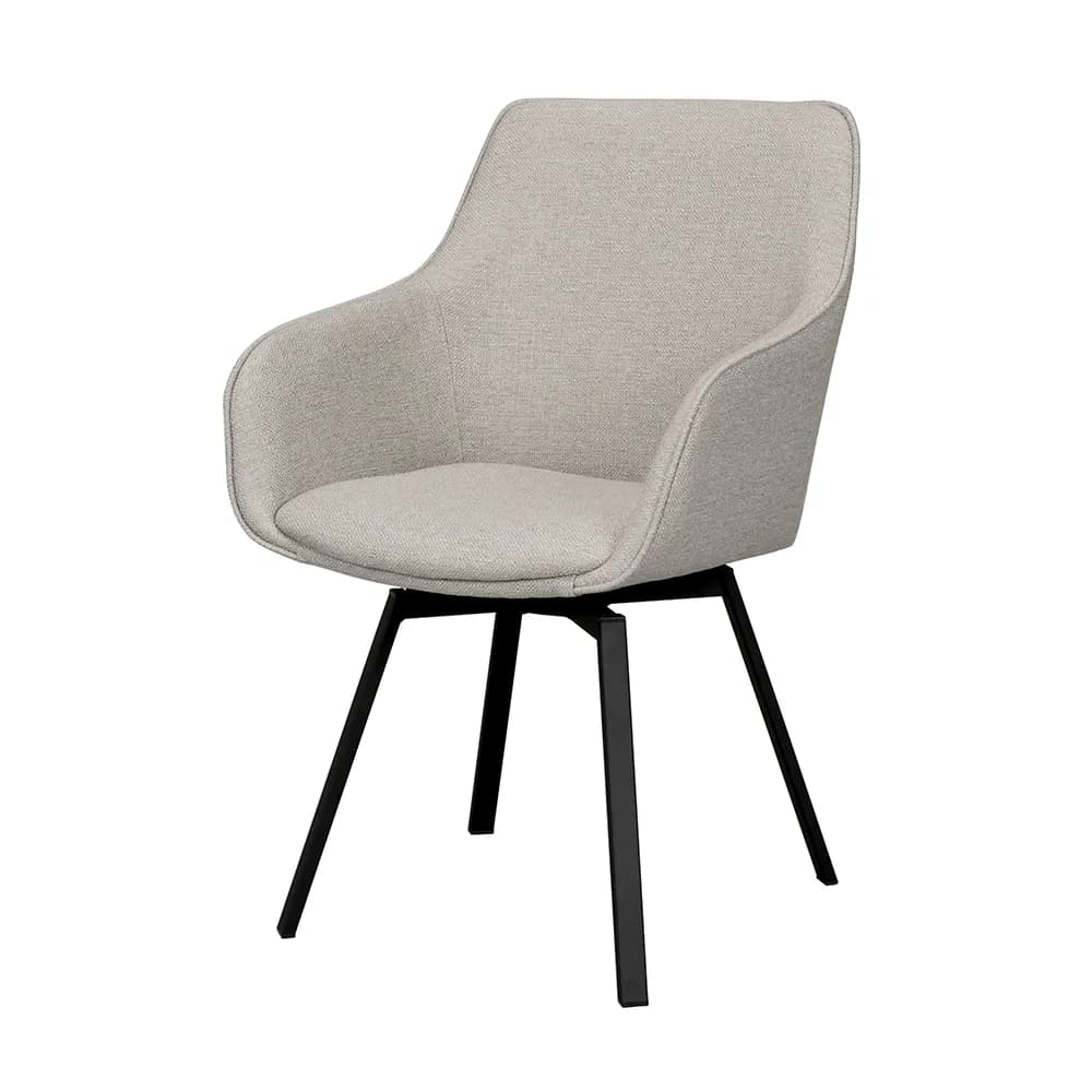 Rowico Home, Alison Stuhl mit Armlehnen beiger stoff/schwarze metallbeine