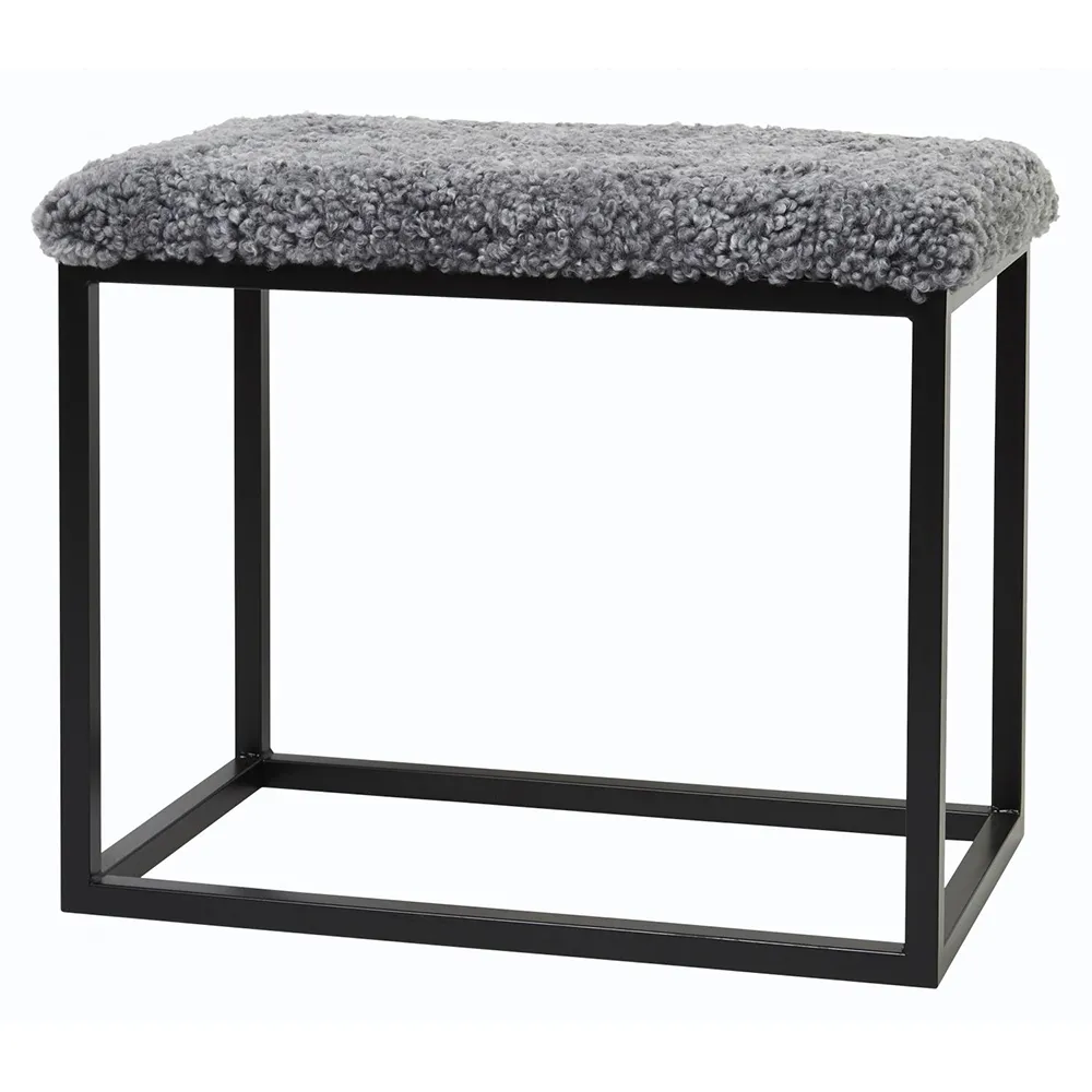 Skinnwille, Palle Bank Schafsfell 60x35 cm Holzkohle/Schwarz
