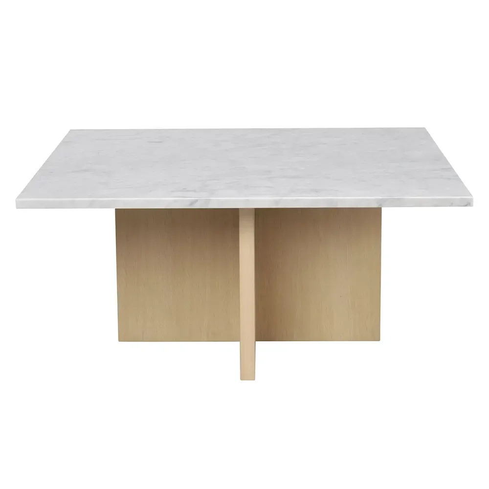Rowico Home, Brooksville Couchtisch 90x90 cm weißer marmor/weiß pigmentierte eiche