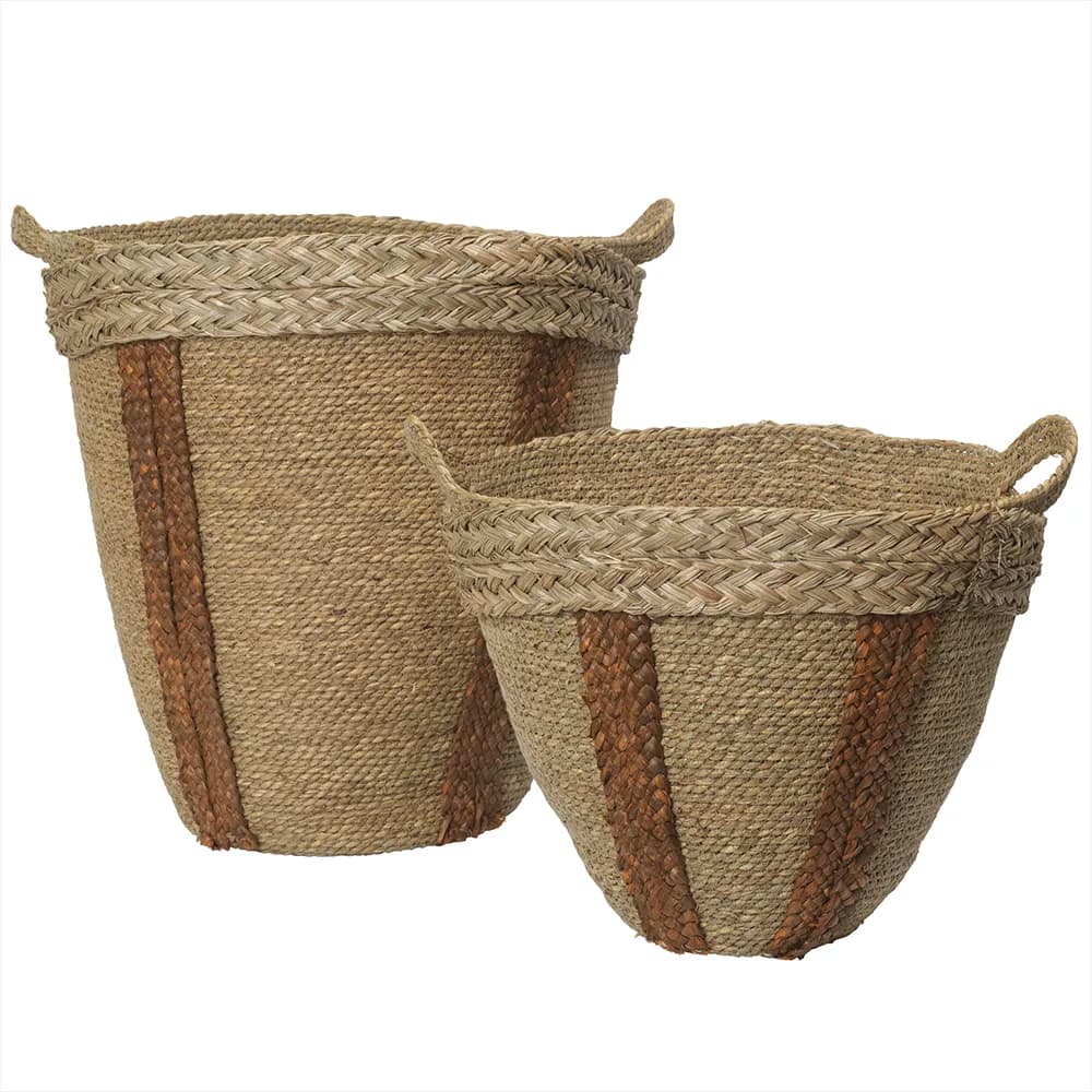 ferm LIVING - Mar Woven Korb Set of 2 Natural/Red Brown