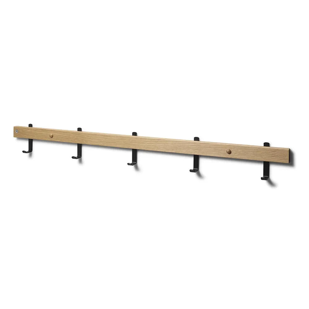 Oscarssons Möbel, Nadja Hakenleiste 90 cm Eiche lackiert/Mattschwarz Stahl