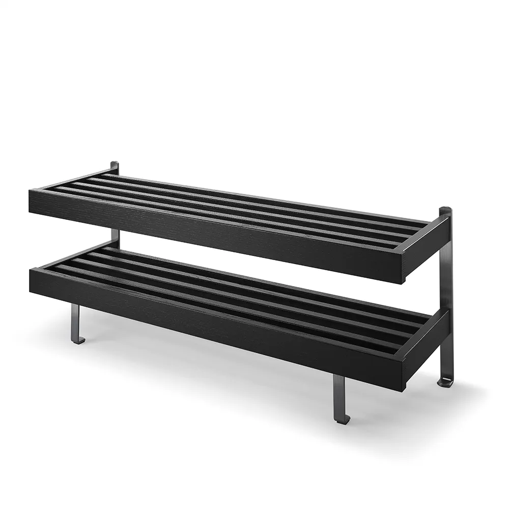 Oscarssons Möbel, Nadja Schuhregal 100 cm Eiche schwarz gebeizt/Stahl geschliffen