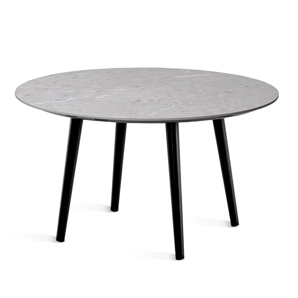 Torkelson, MILES Couchtisch Ø80 cm Sandsteinlaminat, 4 schwarze Holzbeine