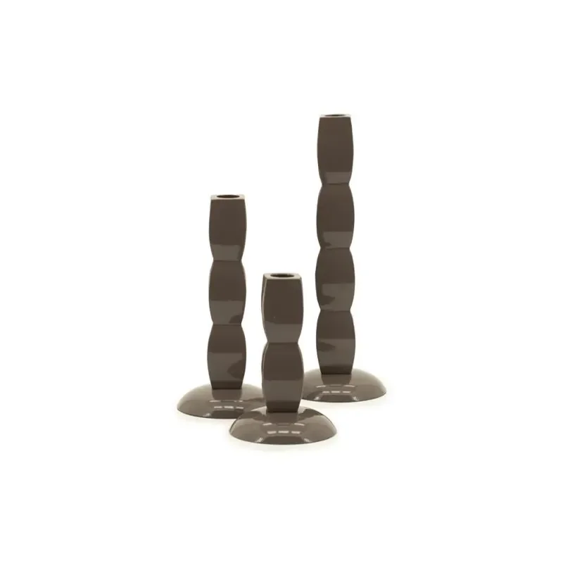By-Boo, Prinz Kerzenhalter 10x10x28 cm / 10x10x21 cm / 10x10x15 cm Aluminium taupe