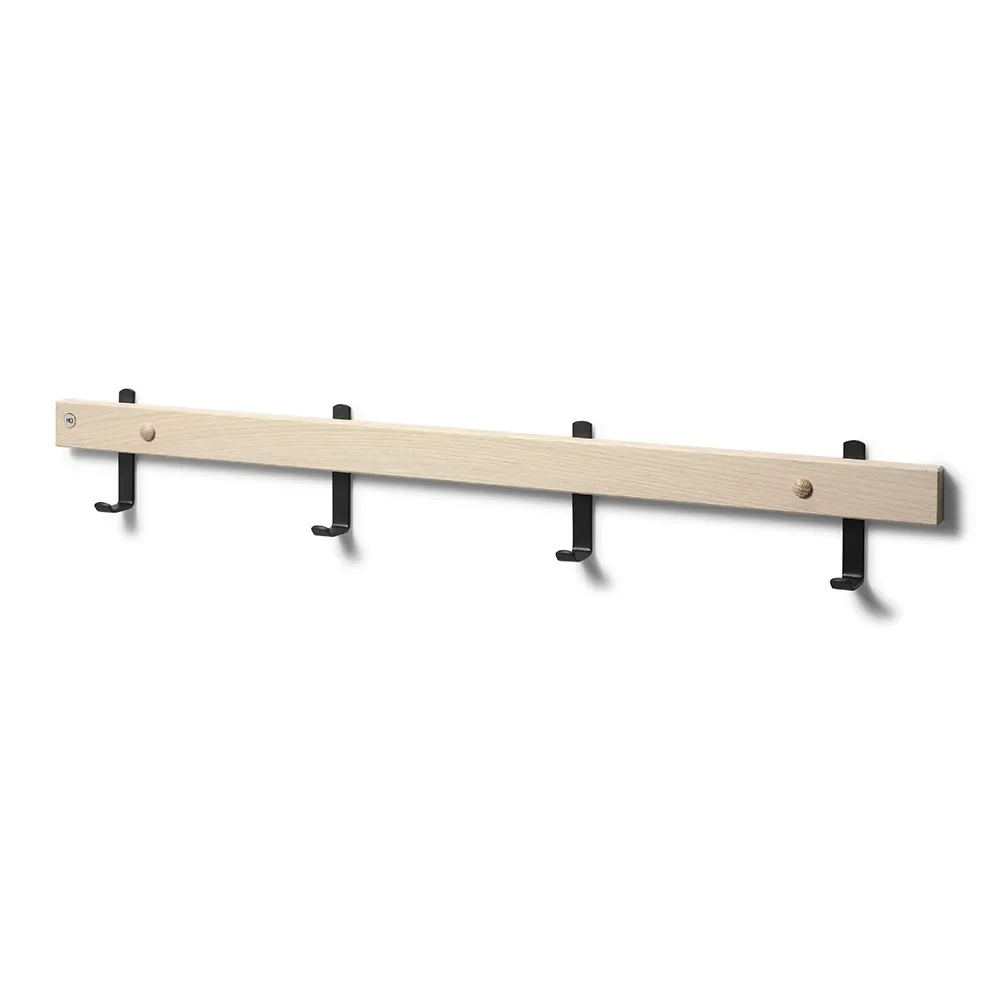 Oscarssons Möbel, Nadja Hakenleiste 70 cm Eiche weiß geölt/Mattschwarzer Stahl