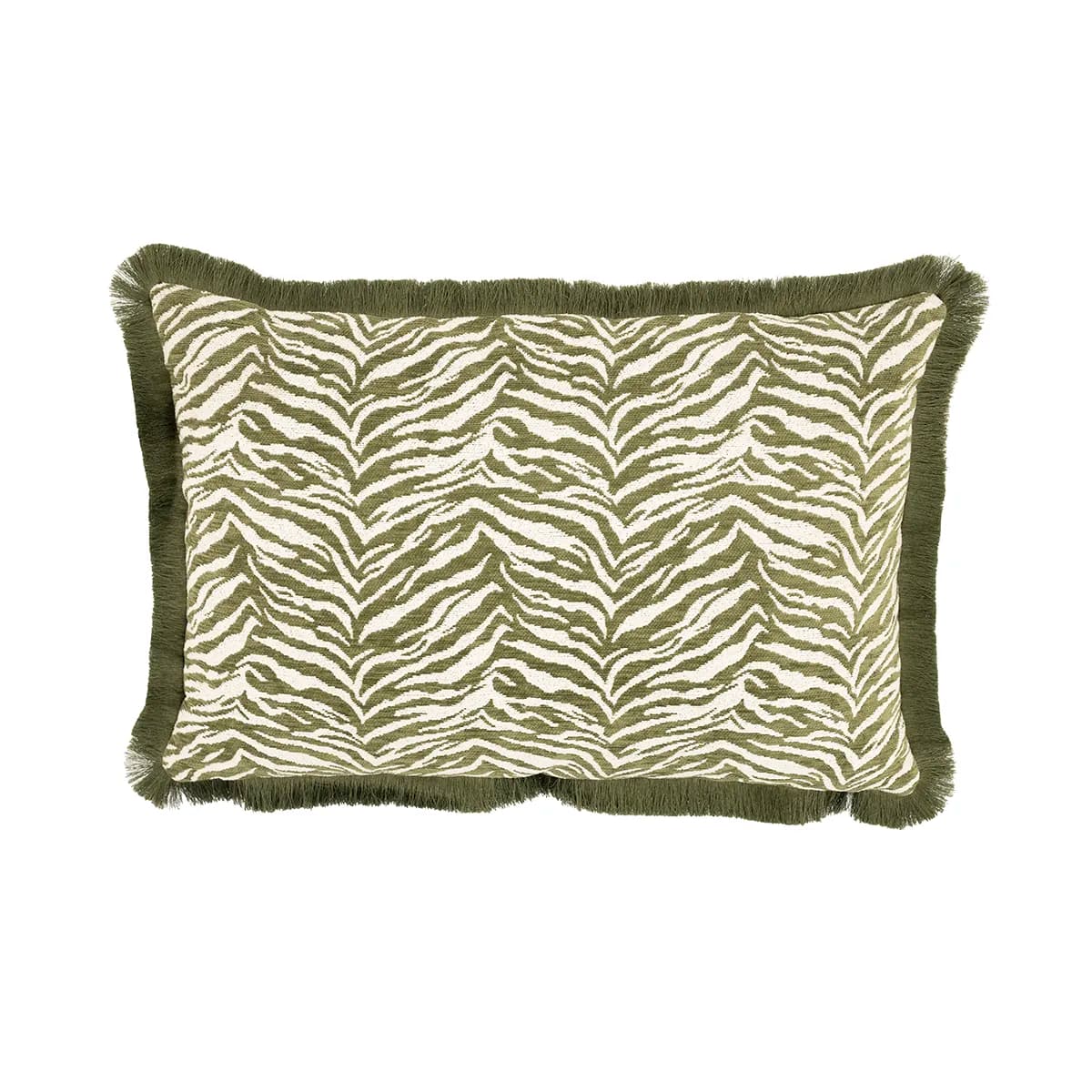 By-Boo, Dekokissen mit Fransen Tigra Green 40x60 cm