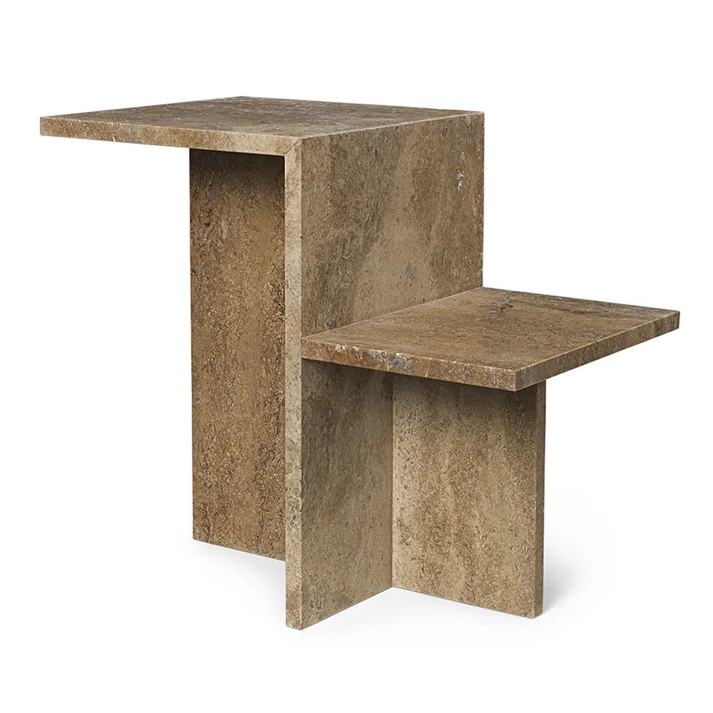 Ferm Living Distinct Beistelltisch 59,5x35x50 cm Dark Brown Travertine