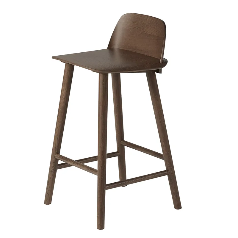 Muuto, Nerd barhocker 65 cm - mit Metallfußstütze - Stained Dark Brown
