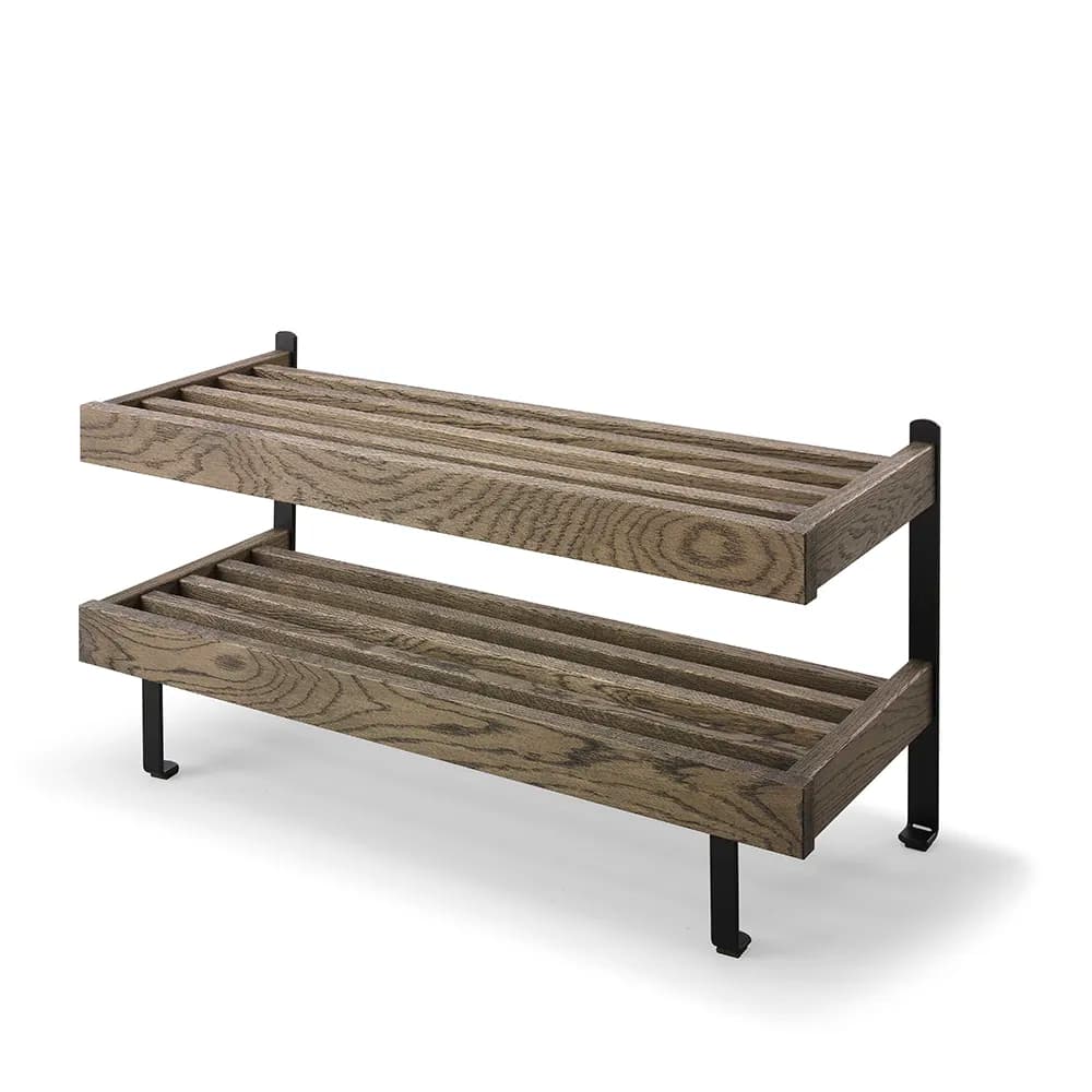 Oscarssons Möbel, Nadja Schuhregal 80 cm Eiche geräuchert/Mattschwarzer Stahl