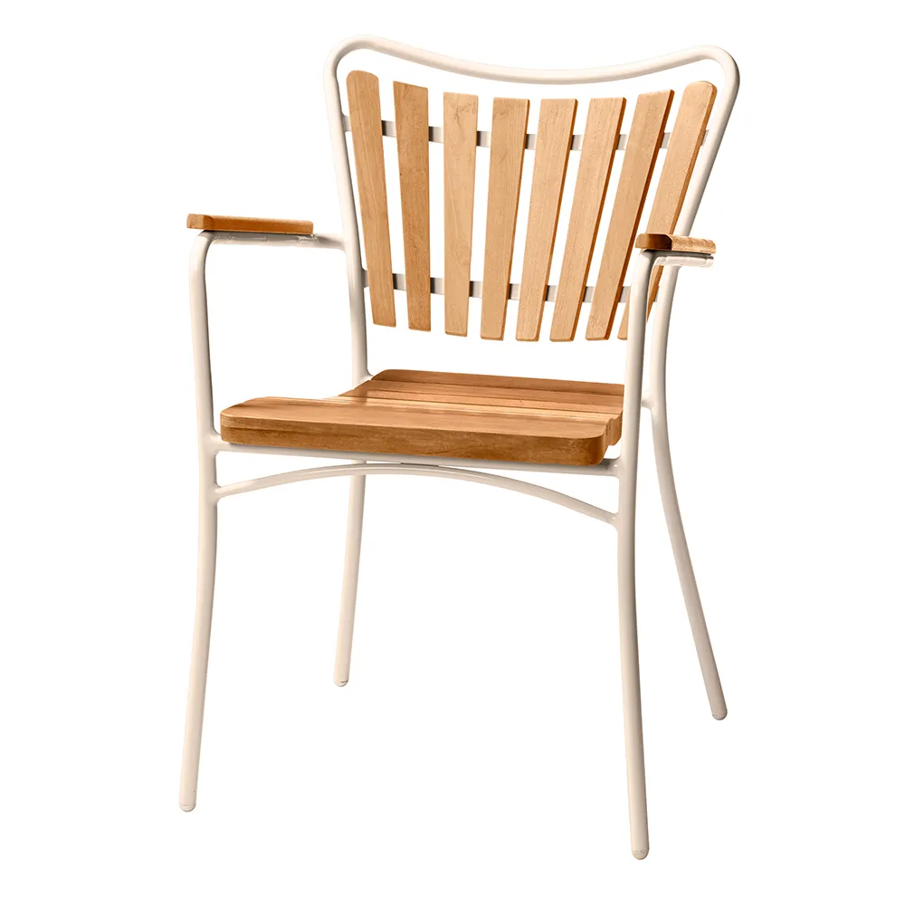 Cinas, Ellen Armlehnstuhl sandgrau / Teak