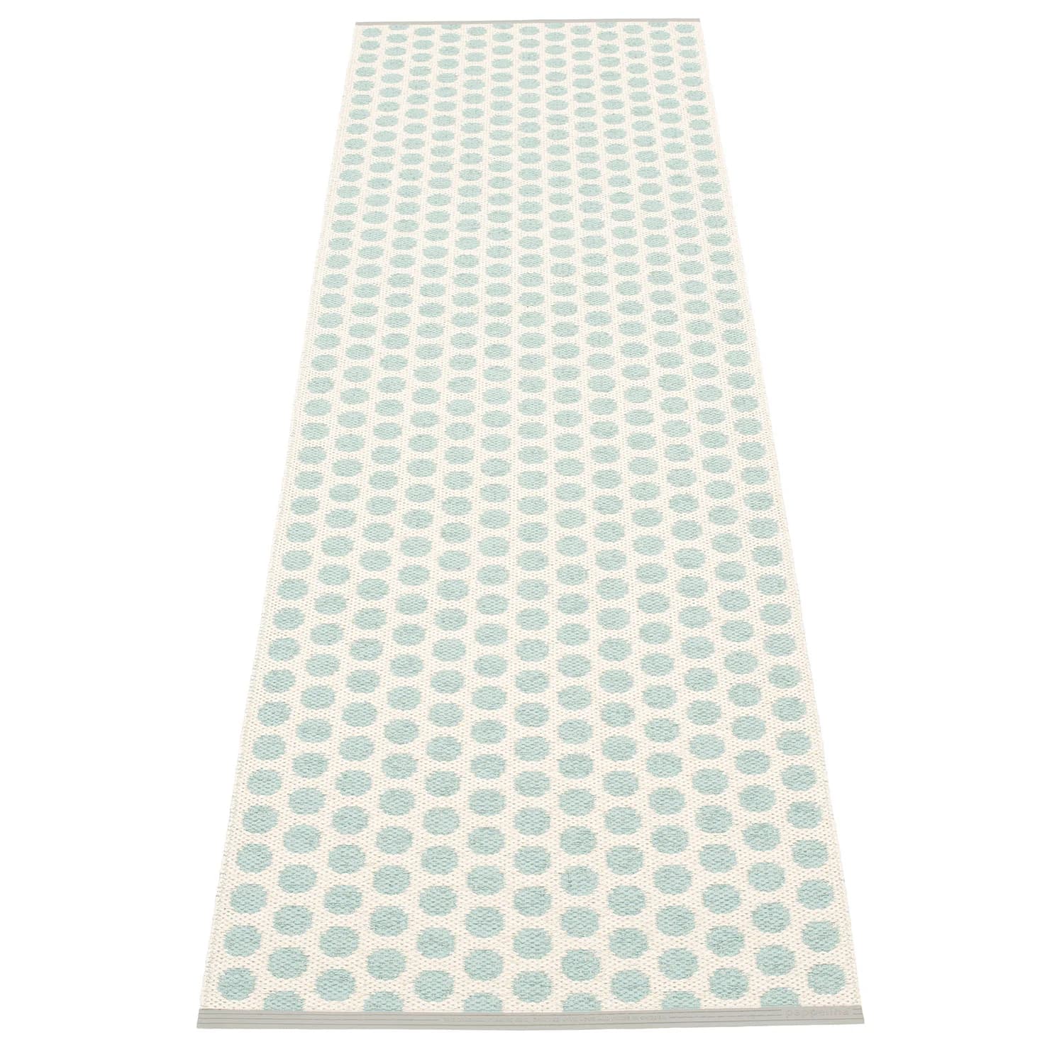 Pappelina, Noa Teppich 70x250 cm pale turquoise / vanilla / warm grey stripe