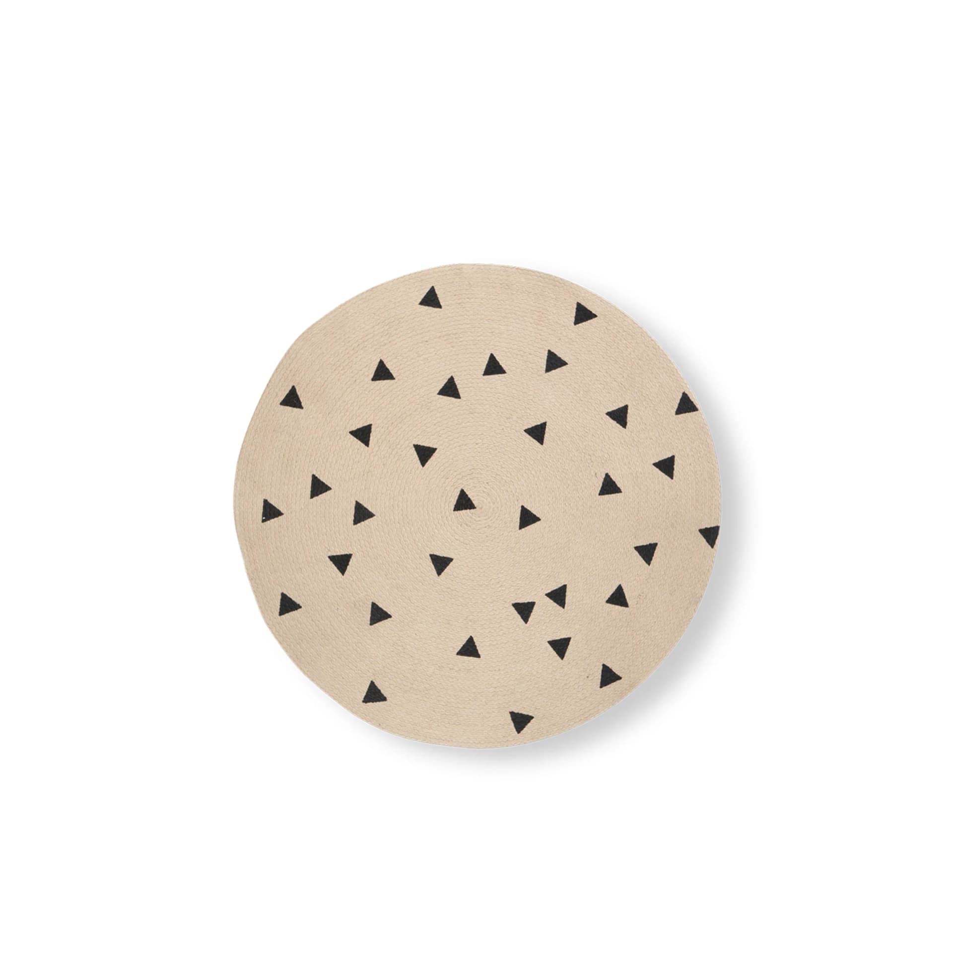Ferm Living, Runder Juteteppich mit Schwarzen Dreiecken Small
