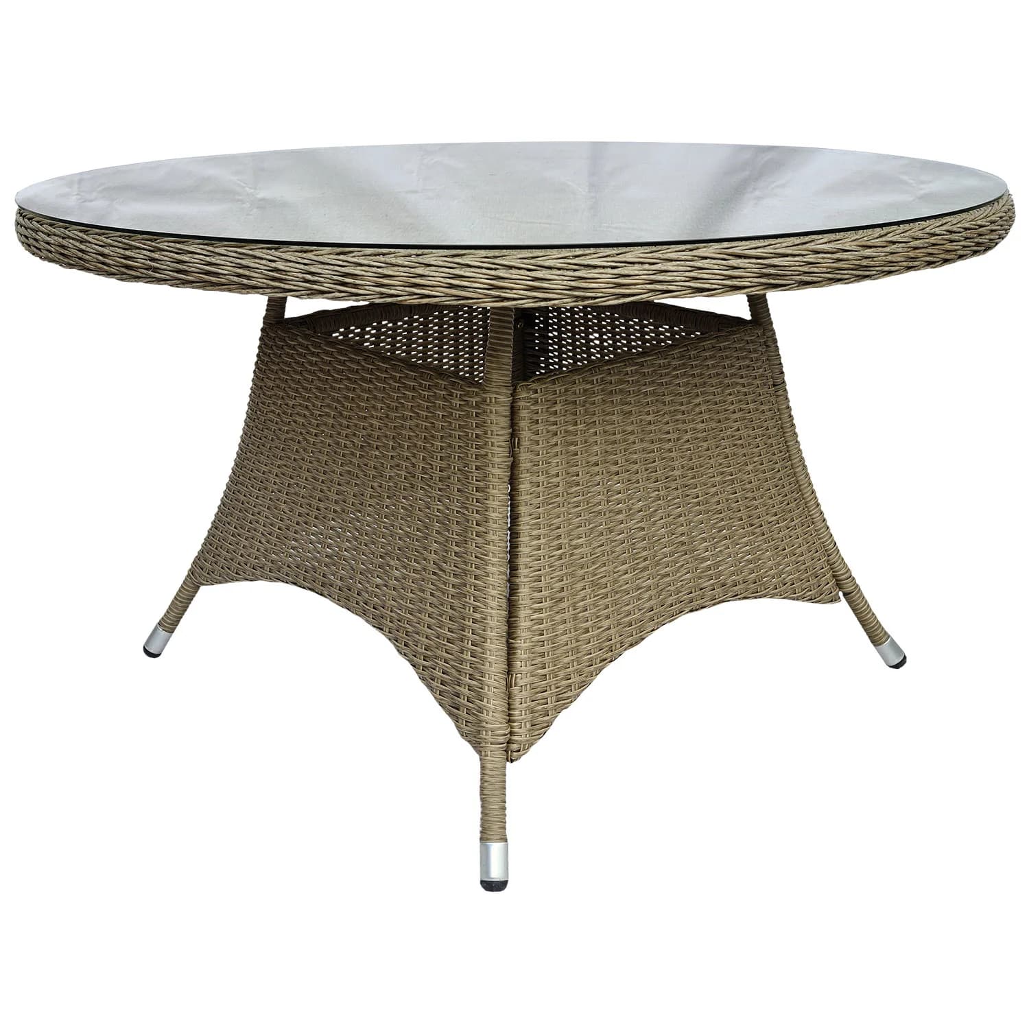 Brafab, Hornbrook Esstisch 150 cm beige Kunststoff-Rattan inkl. Glas