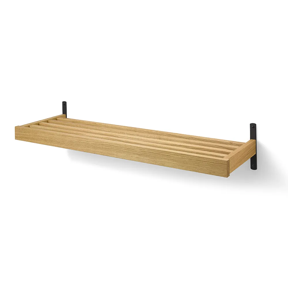 Oscarssons Möbel, Nadja Schuhregal 100 cm Wandmontage Lackierte Eiche/Mattschwarzer Stahl
