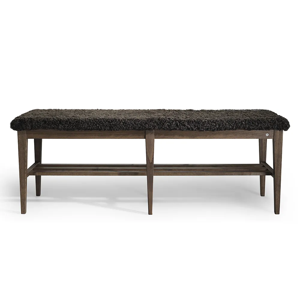 Oscarssons Möbel, Nadja Bench 130 cm Braun Geölte Esche/Schafsleder Braun