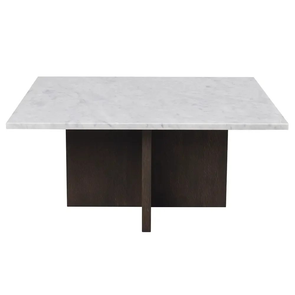 Rowico Home, Brooksville Couchtisch 90x90 cm weißer marmor/eiche