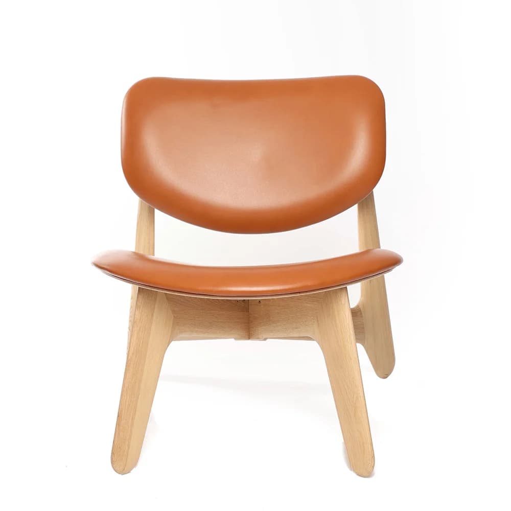 Tom Dixon, Slab loungesessel naturholz cognacfarbenes leder