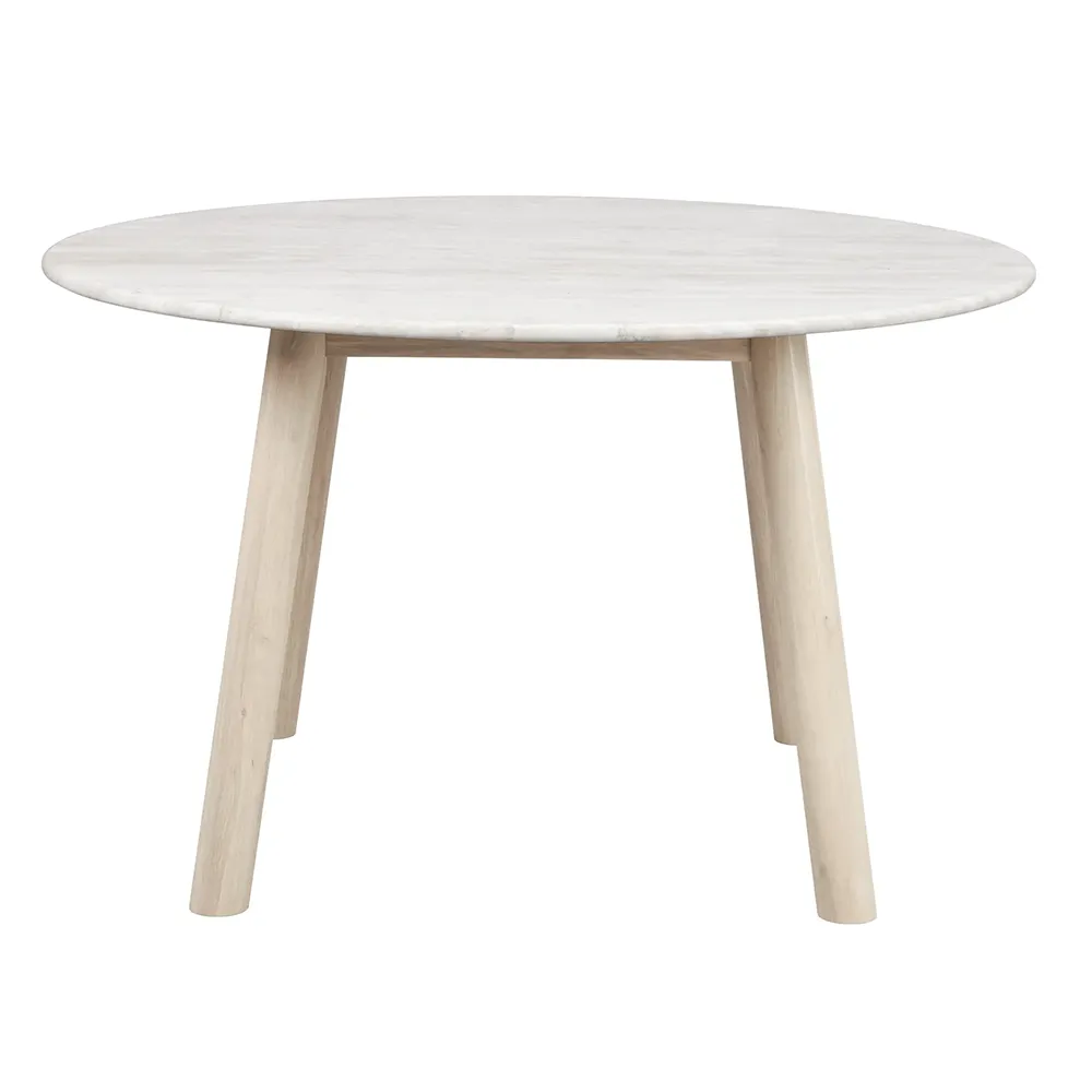 Rowico Home, Taransay Esstisch Ø125 cm beigefarbener Travertin/weiß pigmentierte Eiche