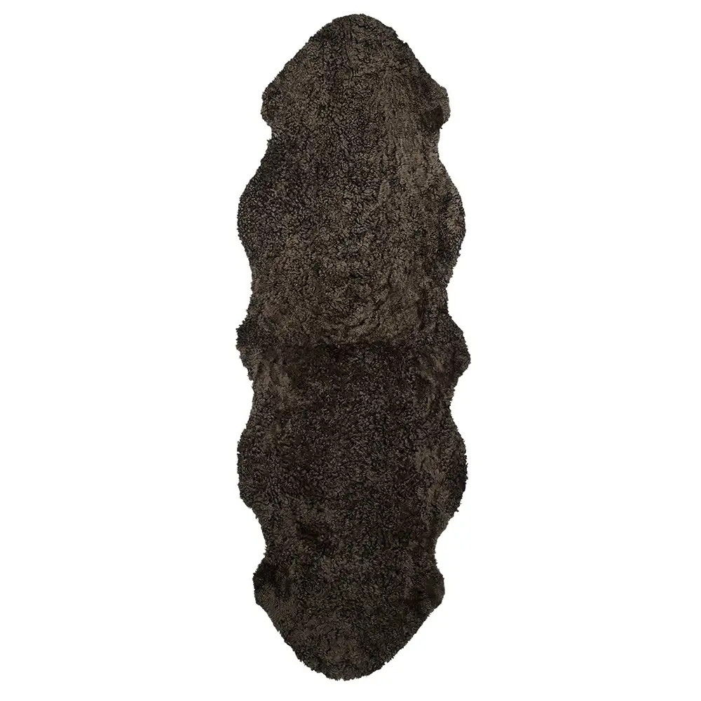 Skinnwille, Curly Schafsfell doppelt 60x180 cm Braun melange