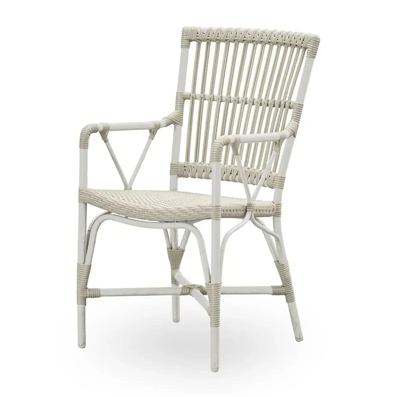 Sika Design, Piano-Armlehnstuhl aus Kunstrattan Weiß/Beige