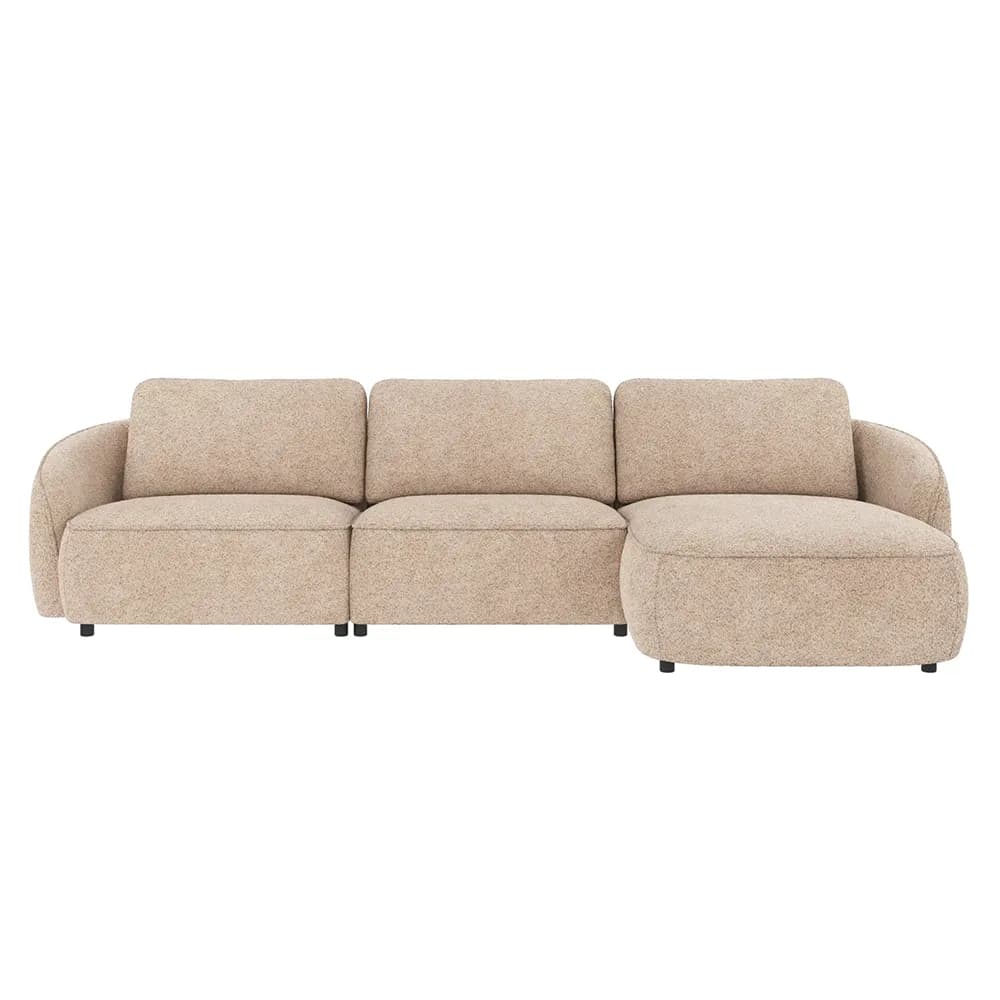 Rowico Home, Norris Sofa 4-Sitzer mit Chaiselongue rechts Stoff Anna hellbeige