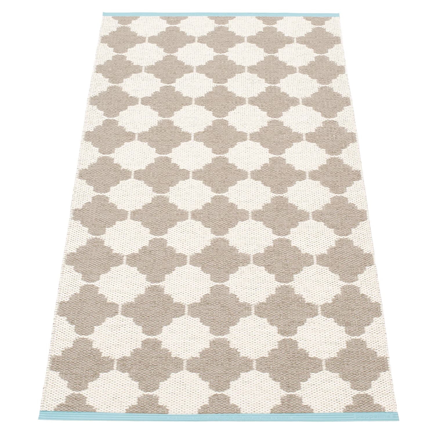 Pappelina, Marre Teppich 70x150 cm mud / vanilla turquoise stripe