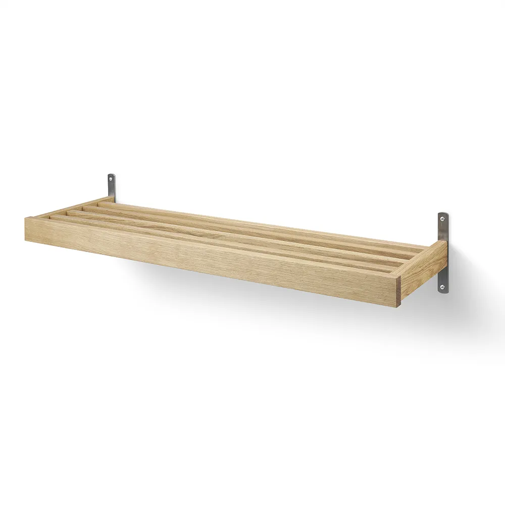 Oscarssons Möbel, Nadja Schuhregal 100 cm Wandmontage Geölte Eiche/Mattschwarzer Stahl