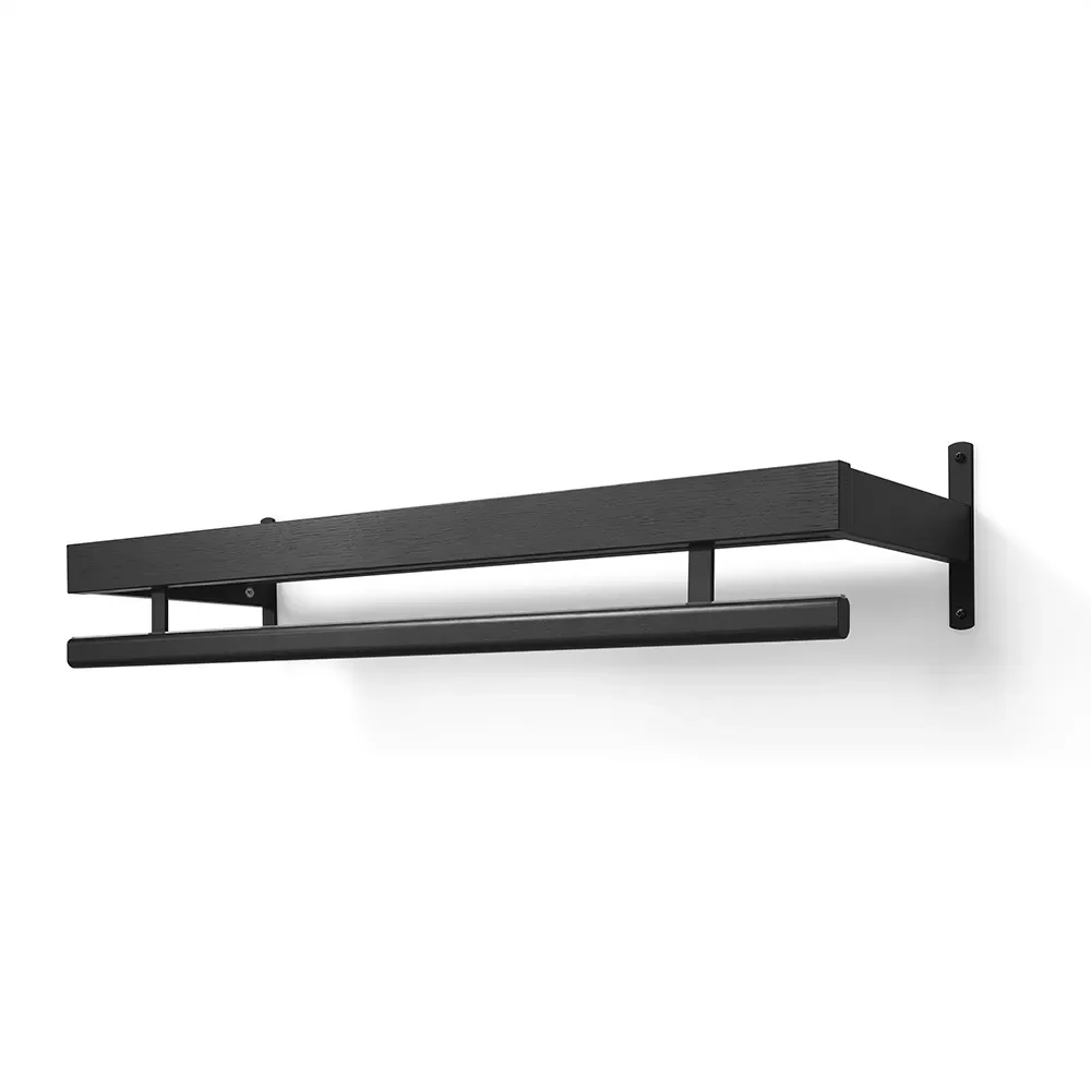 Oscarssons Möbel, Nadja Hutablage 100 cm 1 Ebene Schwarz gebeizte Eiche/Mattschwarzer Stahl