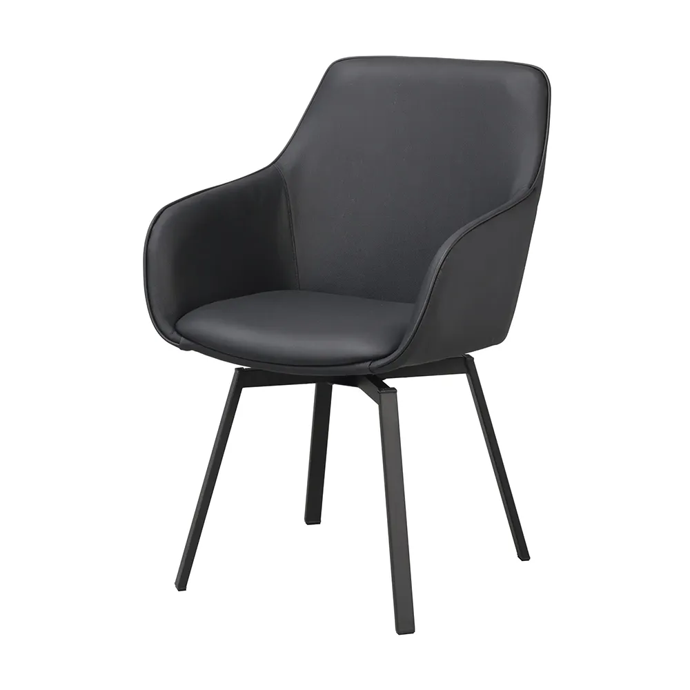 Rowico Home, Alison Stuhl mit Armlehnen schwarzes leder/schwarze metallbeine