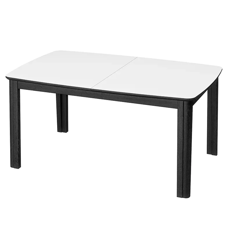 Skovby, SM107 Esstisch 101x160-316-368 cm Schwarz lackierte Eiche - Weißes Laminat