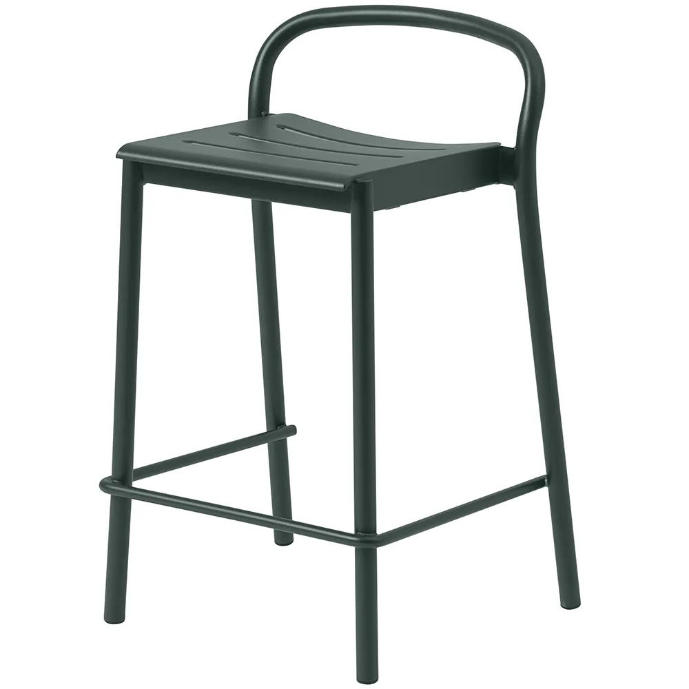 Muuto, Linear Steel Niedriger Barhocker Dark Green