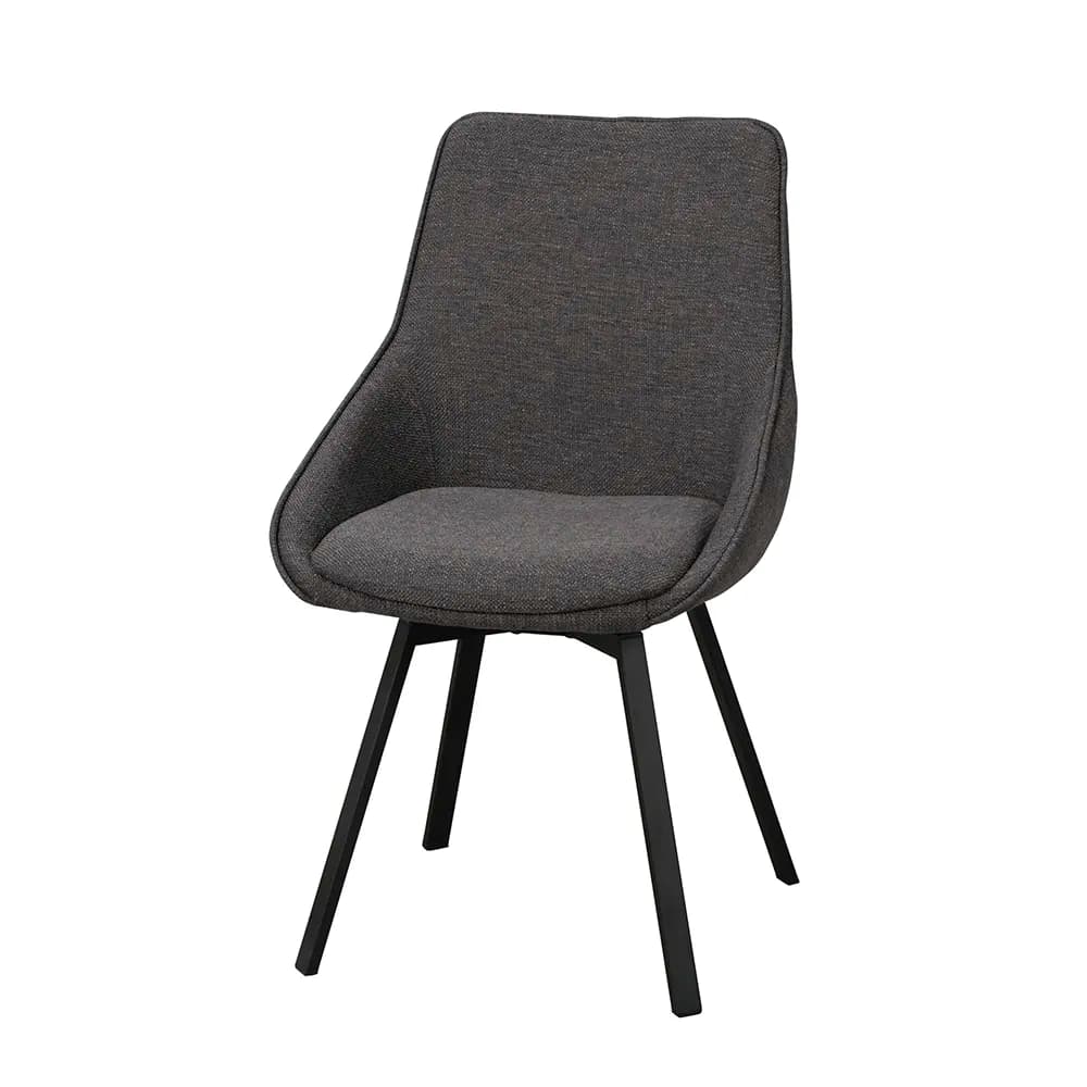 Rowico Home, Alison Esszimmerstuhl grauer stoff/schwarze metallbeine