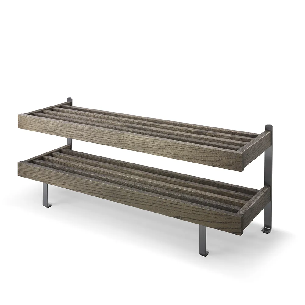 Oscarssons Möbel, Nadja Schuhregal 100 cm Eiche geräuchert/Stahl geschliffen