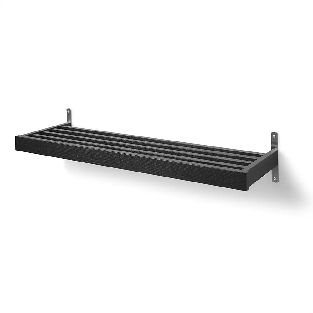 Oscarssons Möbel, Nadja Schuhregal 100 cm wandmontiert Eiche schwarz gebeizt/Stahl geschliffen