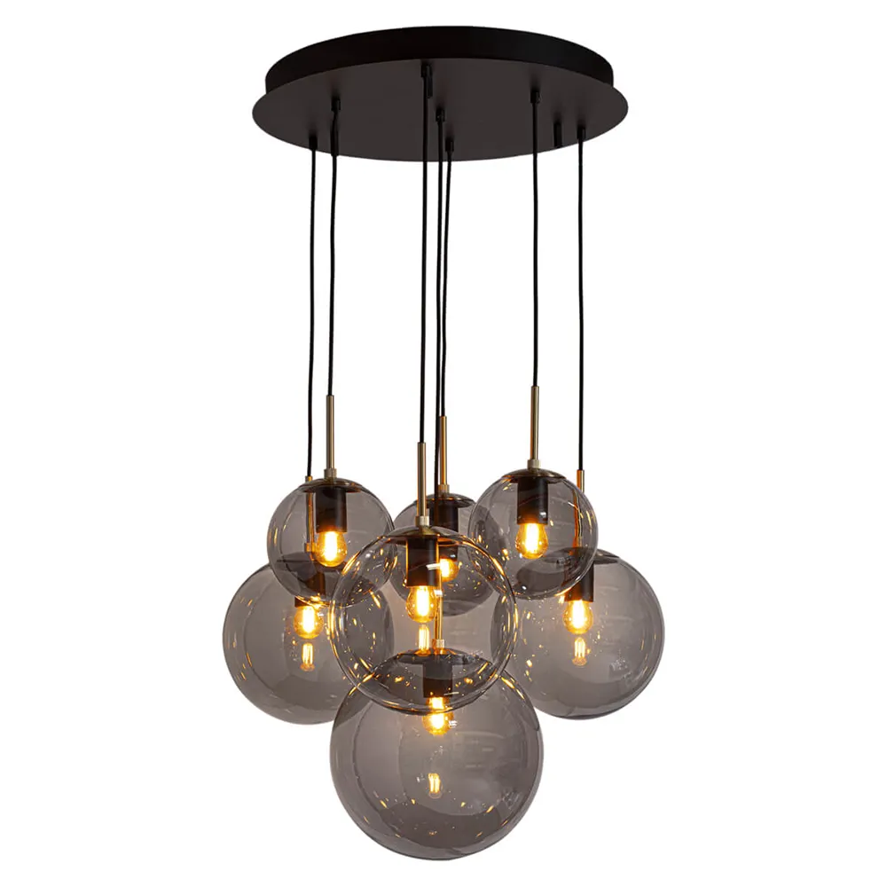 By Rydéns - Laura Hängelampe, Ø 54 cm, 7-flg., rauchgrau