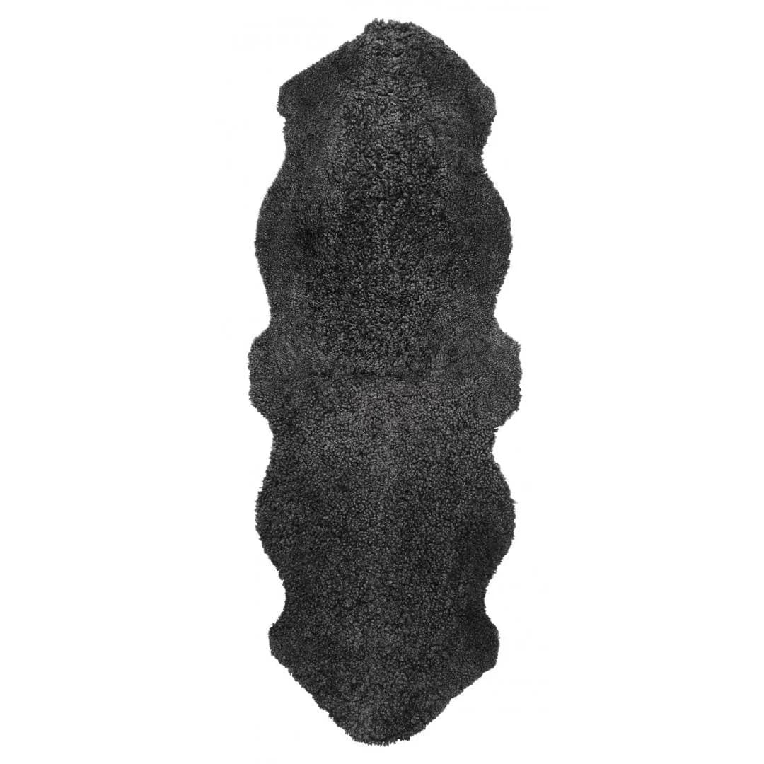 Skinnwille, Curly Schafsfell doppelt 60x180 cm Dunkelgrau