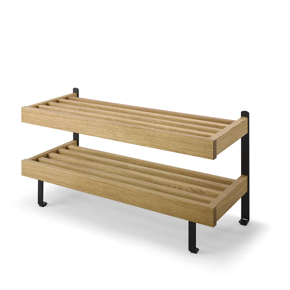Oscarssons Möbel, Nadja Schuhregal 80 cm Eiche lackiert/Mattschwarzer Stahl