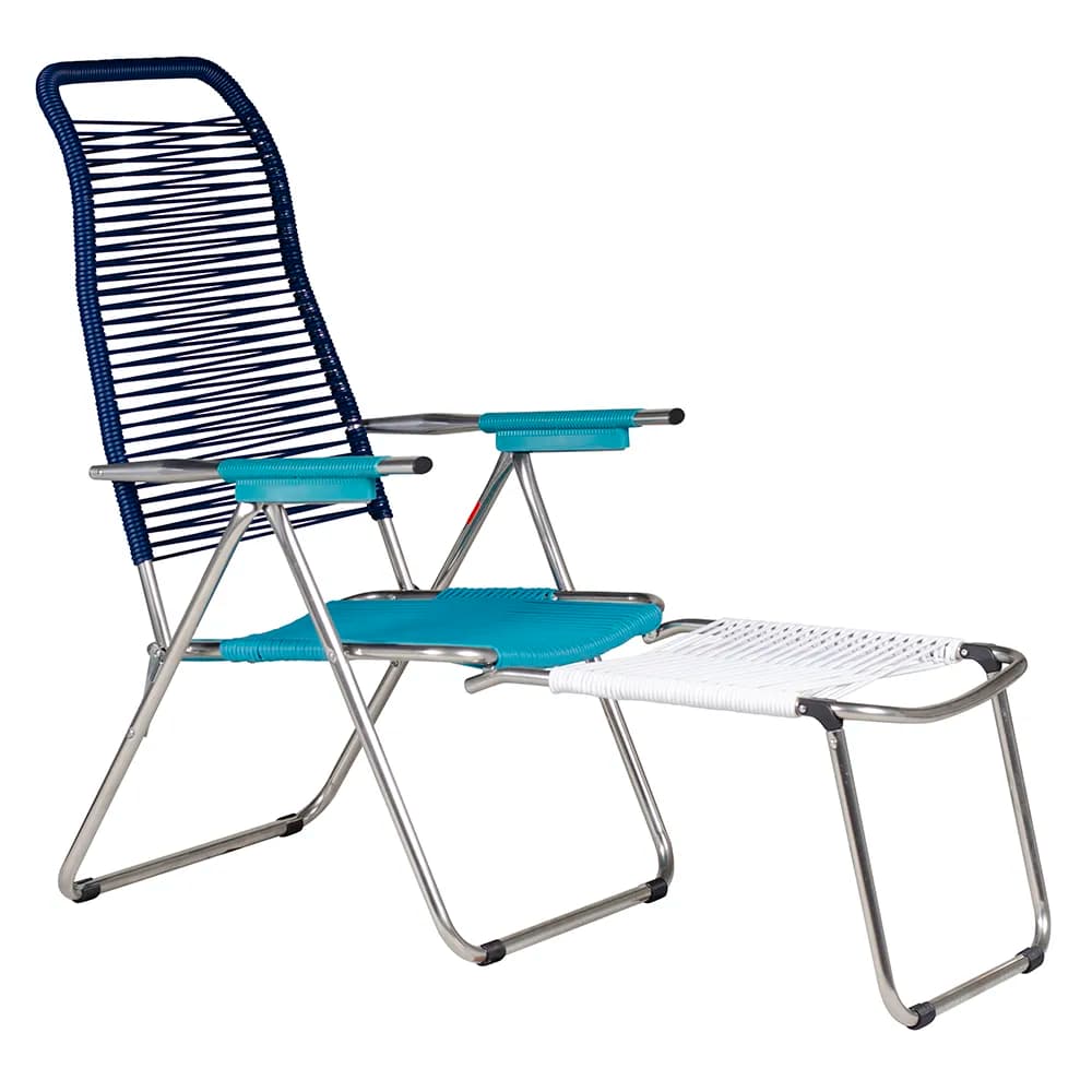 Fiam Spaghetti Sonnenstuhl mit Fußstütze Multi-blau