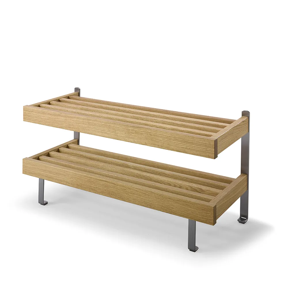 Oscarssons Möbel, Nadja Schuhregal 80 cm Eiche lackiert/Stahl geschliffen