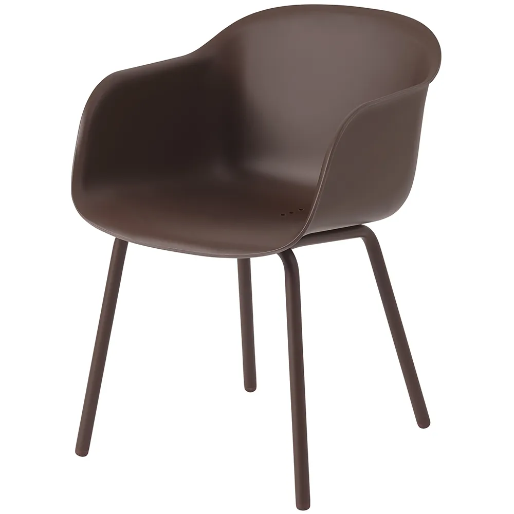 Muuto, Fiber Outdoor Stuhl mit Armlehne Brown Red
