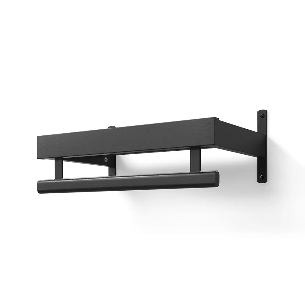 Oscarssons Möbel, Nadja Hutablage 50 cm 1 Ebene Eiche schwarz gebeizt/Mattschwarzer Stahl