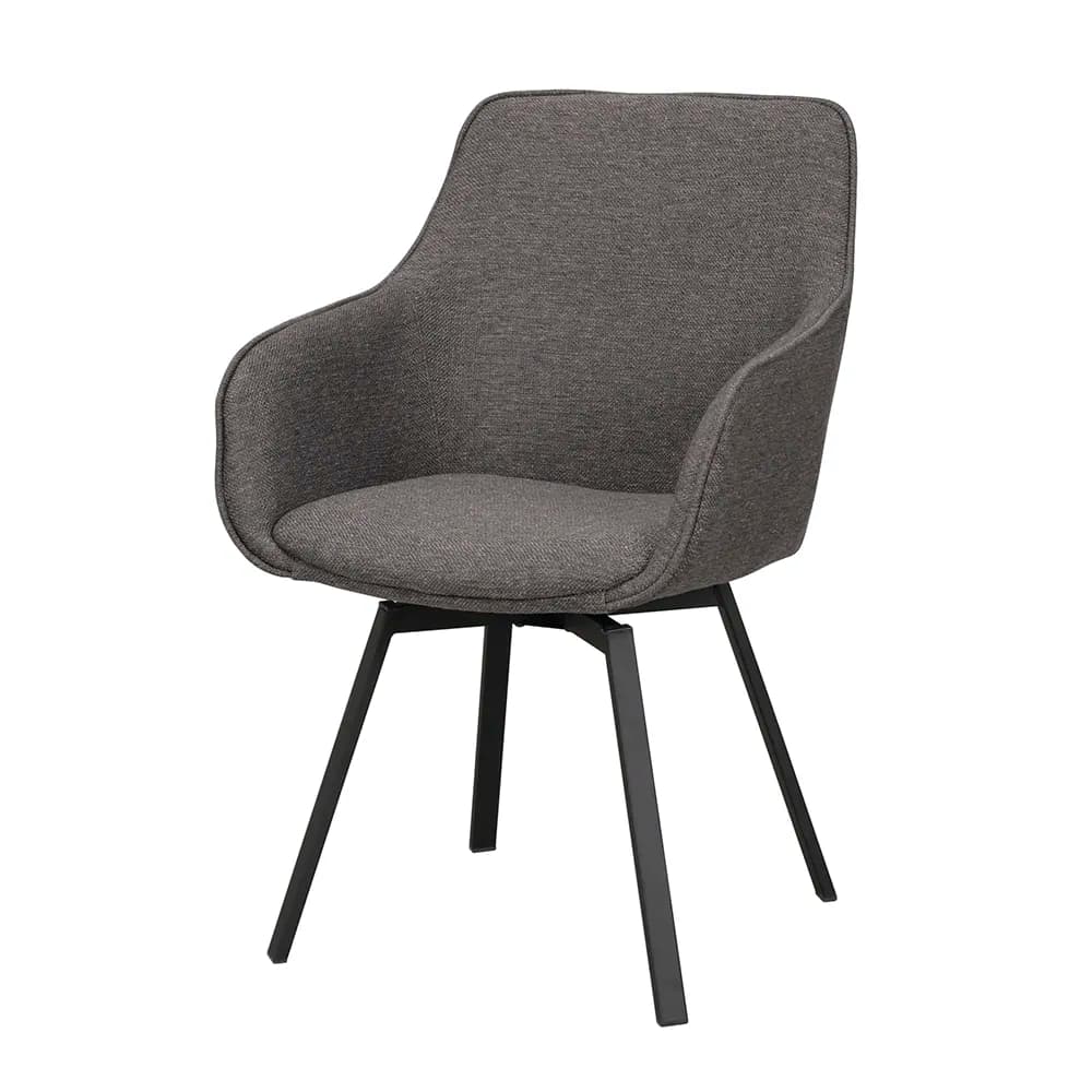 Rowico Home, Alison Stuhl mit Armlehnen grauer stoff/schwarze metallbeine