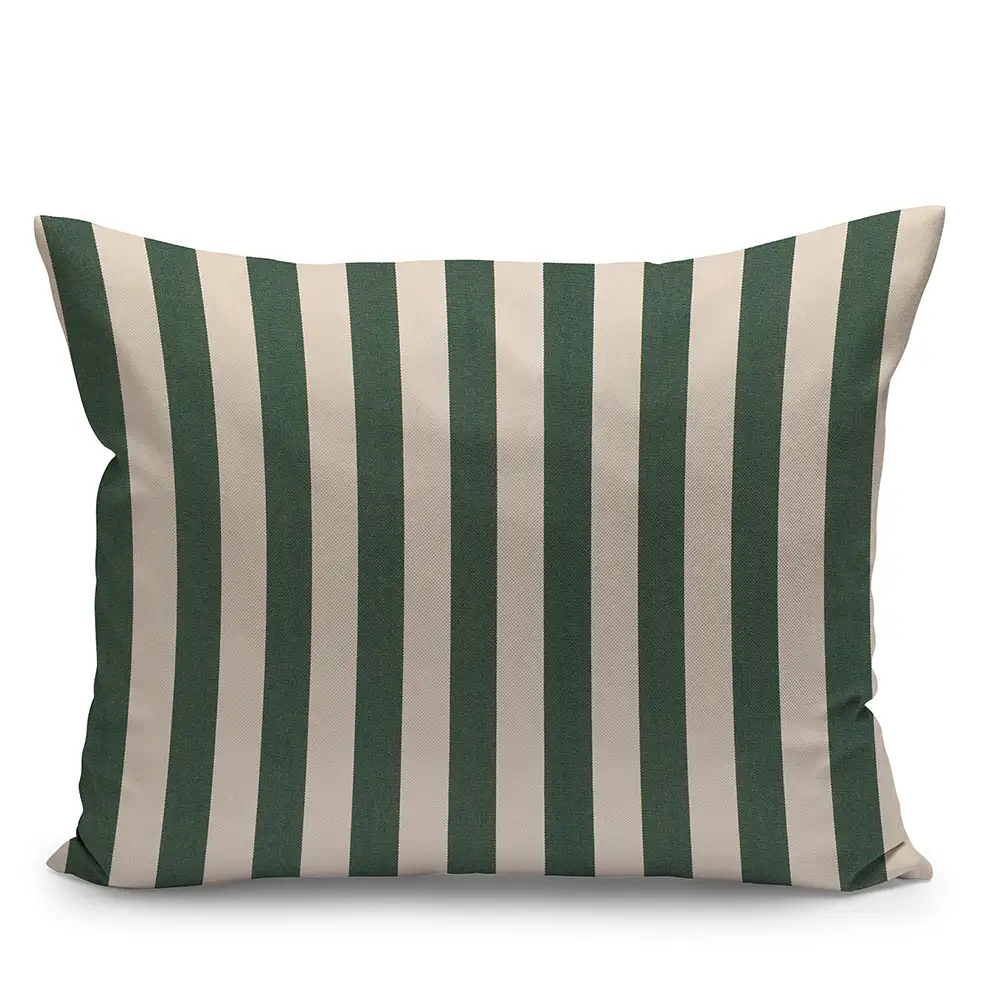 Skagerak, Barriere Zierkissen 50x40 cm Hell Apricot/Dunkelgrün gestreift