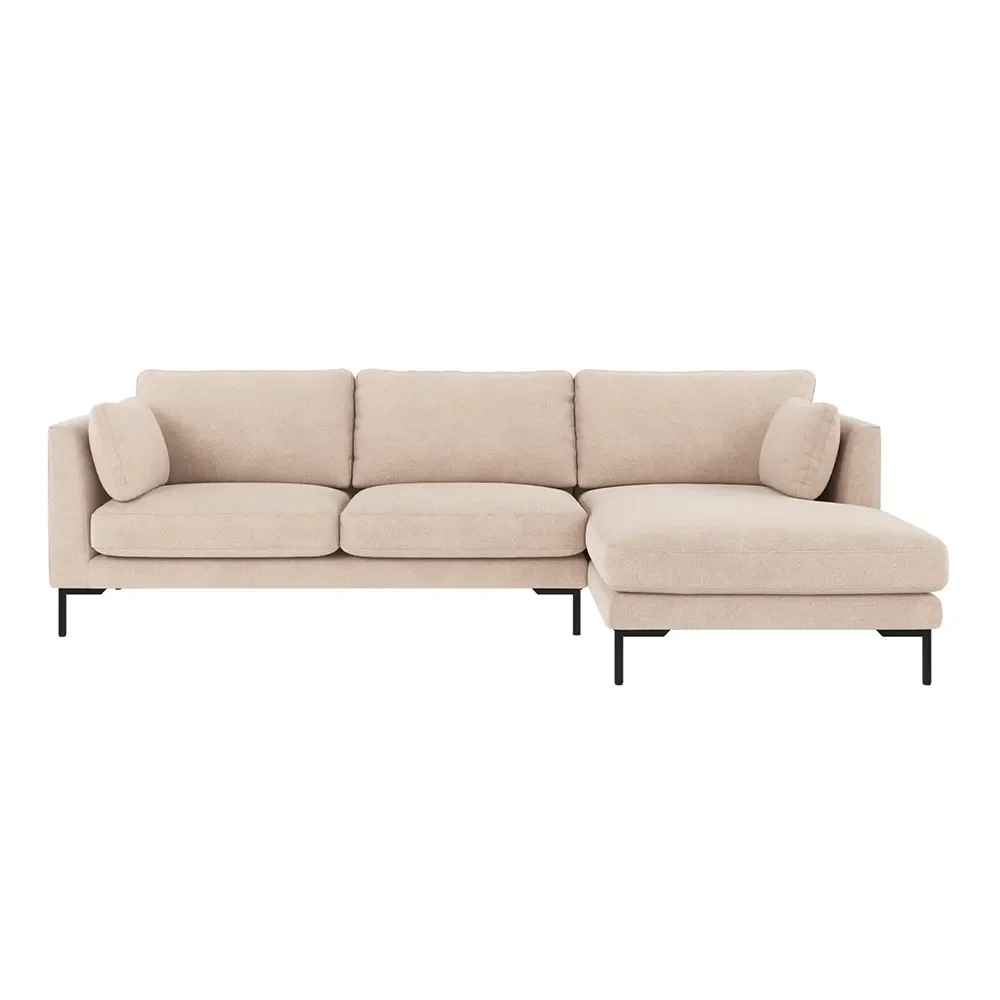 Rowico Home, Corwin Sofa 3,5-Sitzer mit Chaiselongue rechts Stoff Rita hellbeige