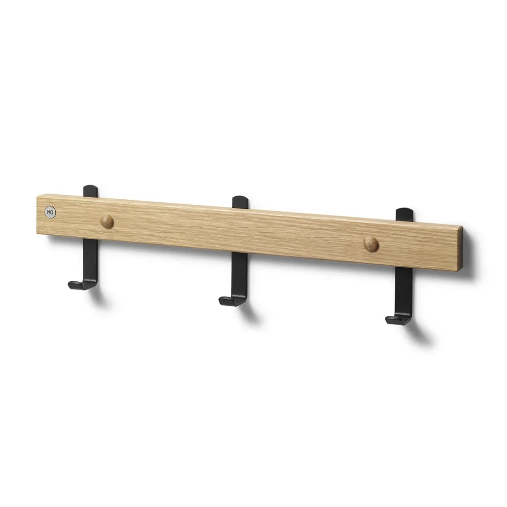 Oscarssons Möbel, Nadja Hakenleiste 40 cm Geölte Eiche/Mattschwarzer Stahl