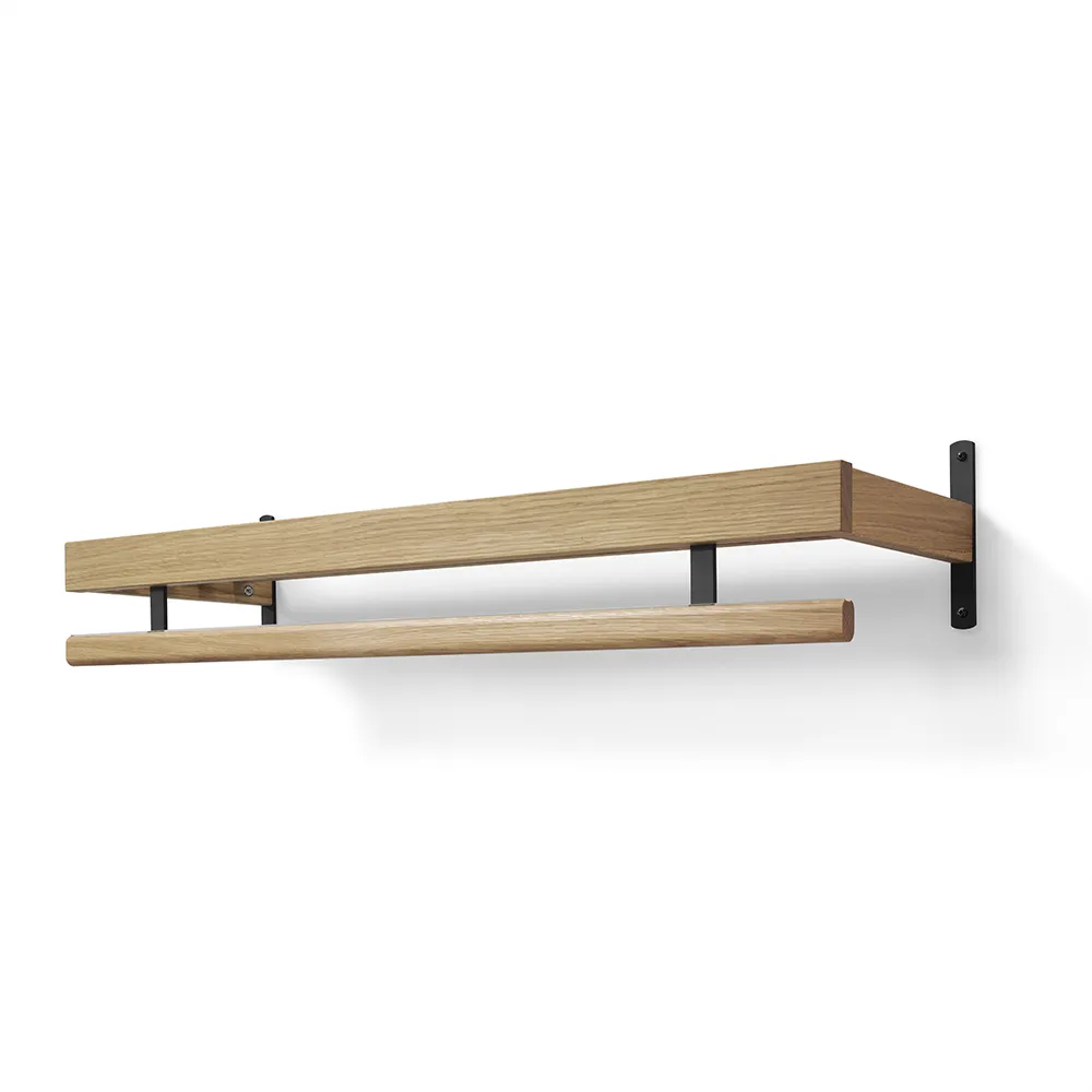 Oscarssons Möbel, Nadja Hutablage 100 cm 1 Ebene Lackierte Eiche/Mattschwarzer Stahl