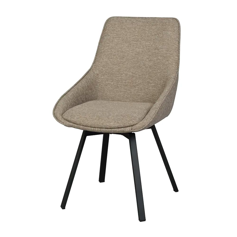 Rowico Home, Alison Esszimmerstuhl dunkelbeiger stoff/schwarze metallbeine
