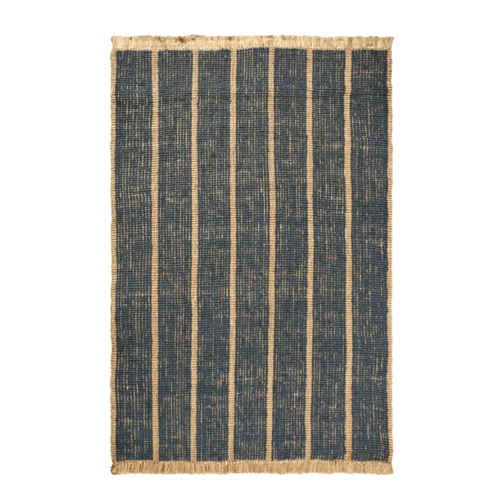 Ferm Living, Athens Handgewebter Juteteppich 200x300 cm - Natural/Ink Blue
