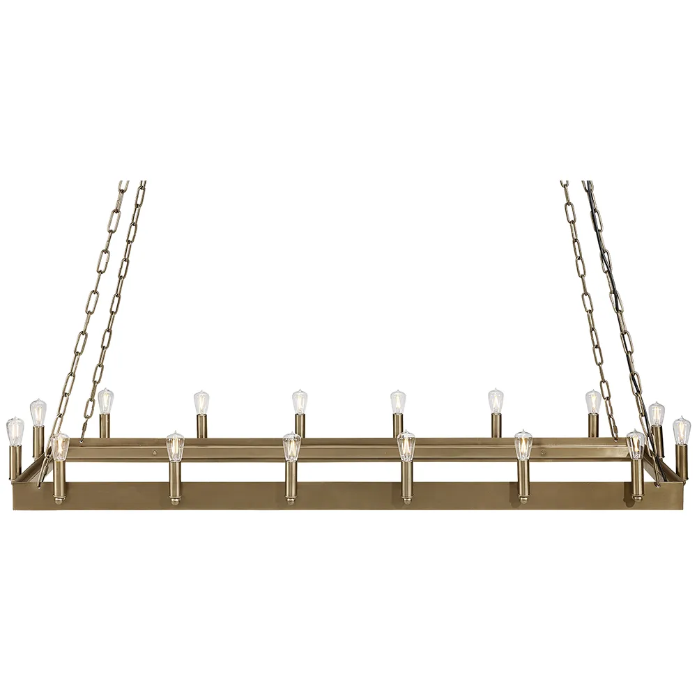 Crown Rectangular Ceiling Lamp Antique Brass
