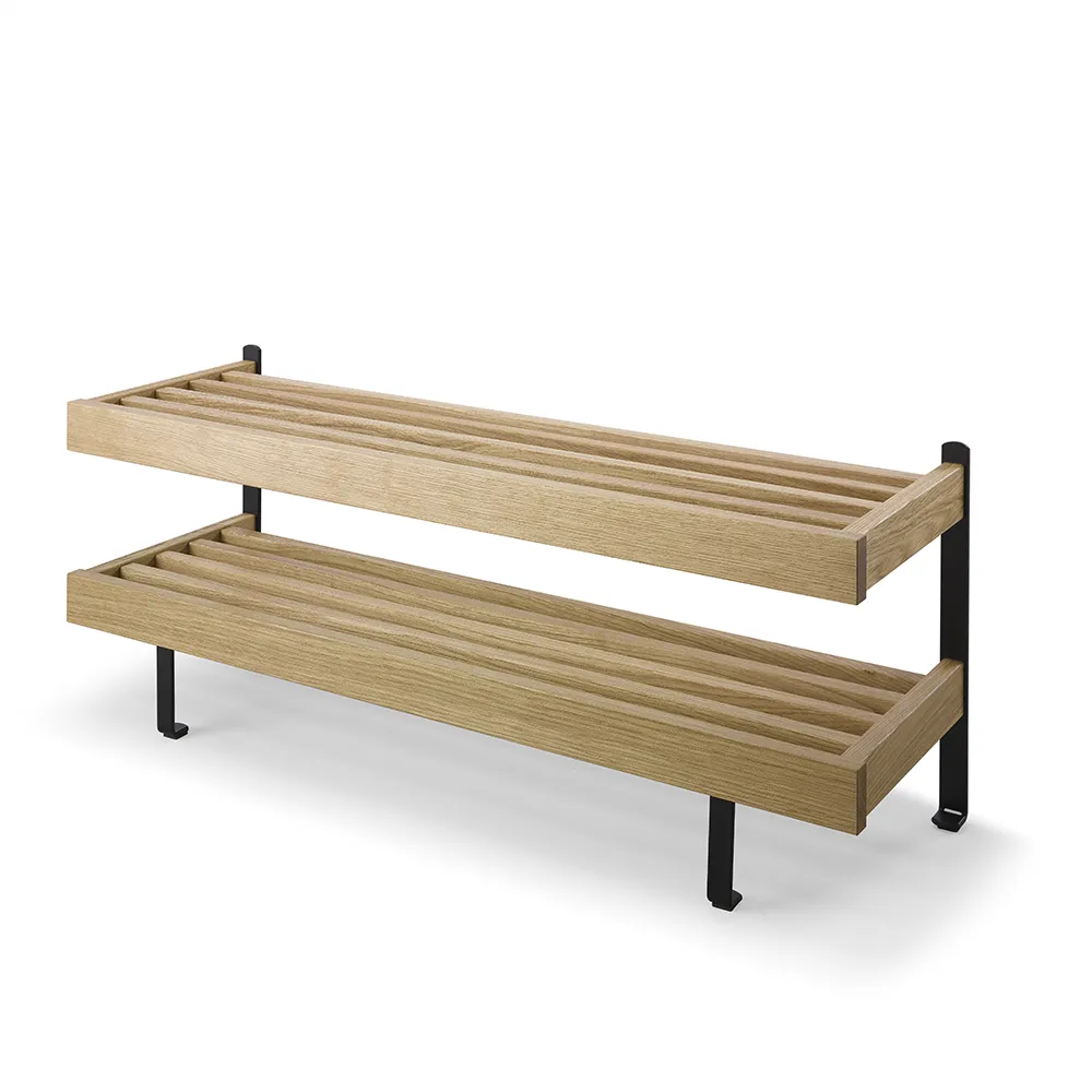 Oscarssons Möbel, Nadja Schuhregal 100 cm Geölte Eiche/Mattschwarzer Stahl